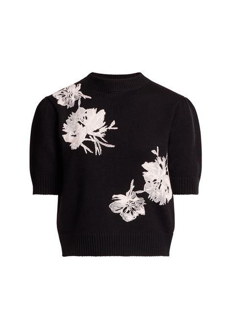 Maglione crop con ricami in nero Elie Saab - donna